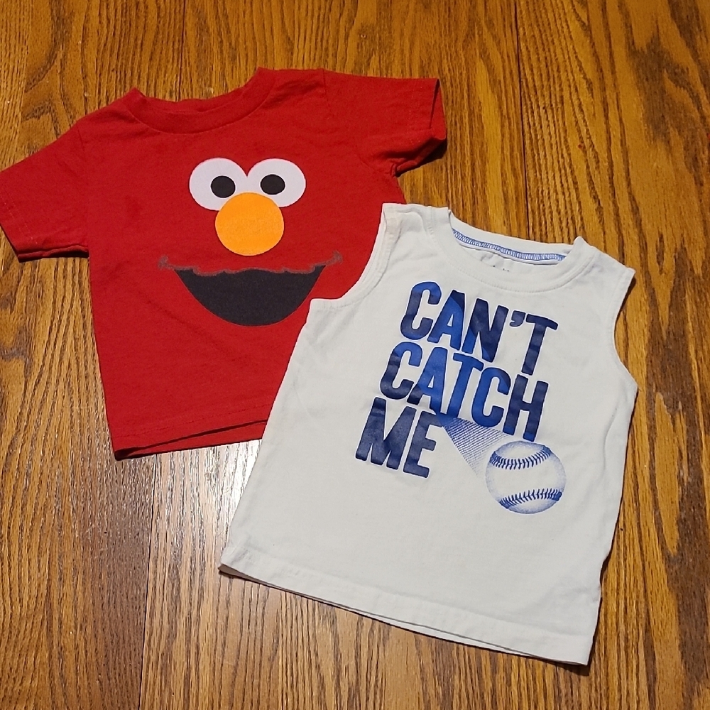Elmo & Baseball Shirts - Size 2 And 24 Months